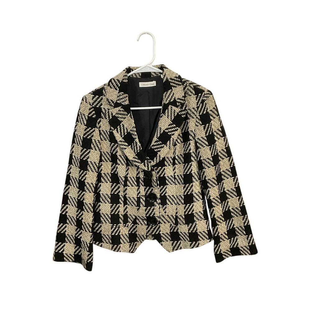Coldwater Creek Womens Buffalo Check Chenille Jacket Blazer Plaid Sz 4 Small